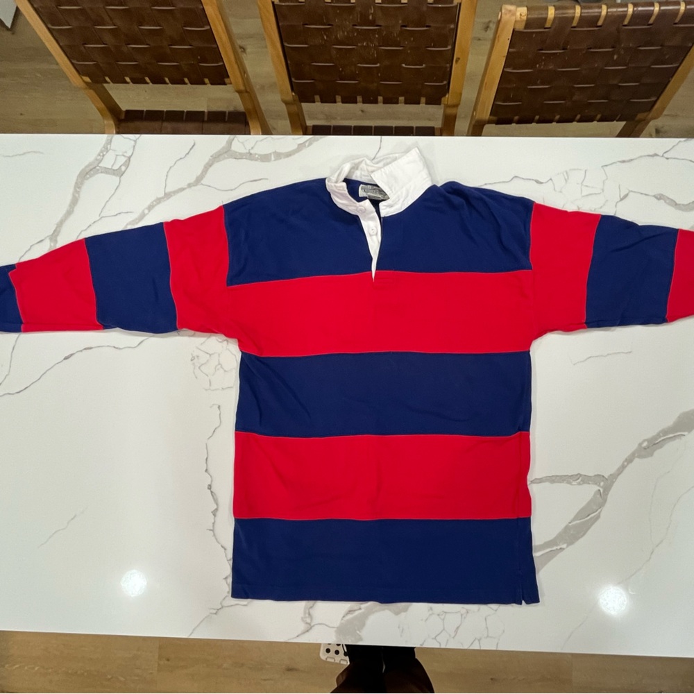 Vintage Britches Great Outdoors Rugby Shirt Size L Red Blue